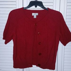 Short sleeve deep red Loft cardigan medium size